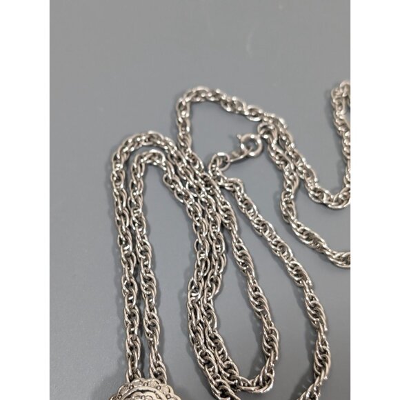 Vintage Avon American Spirit Necklace Faux Turquoise Orange Concho Brooch 30" - Picture 5 of 10